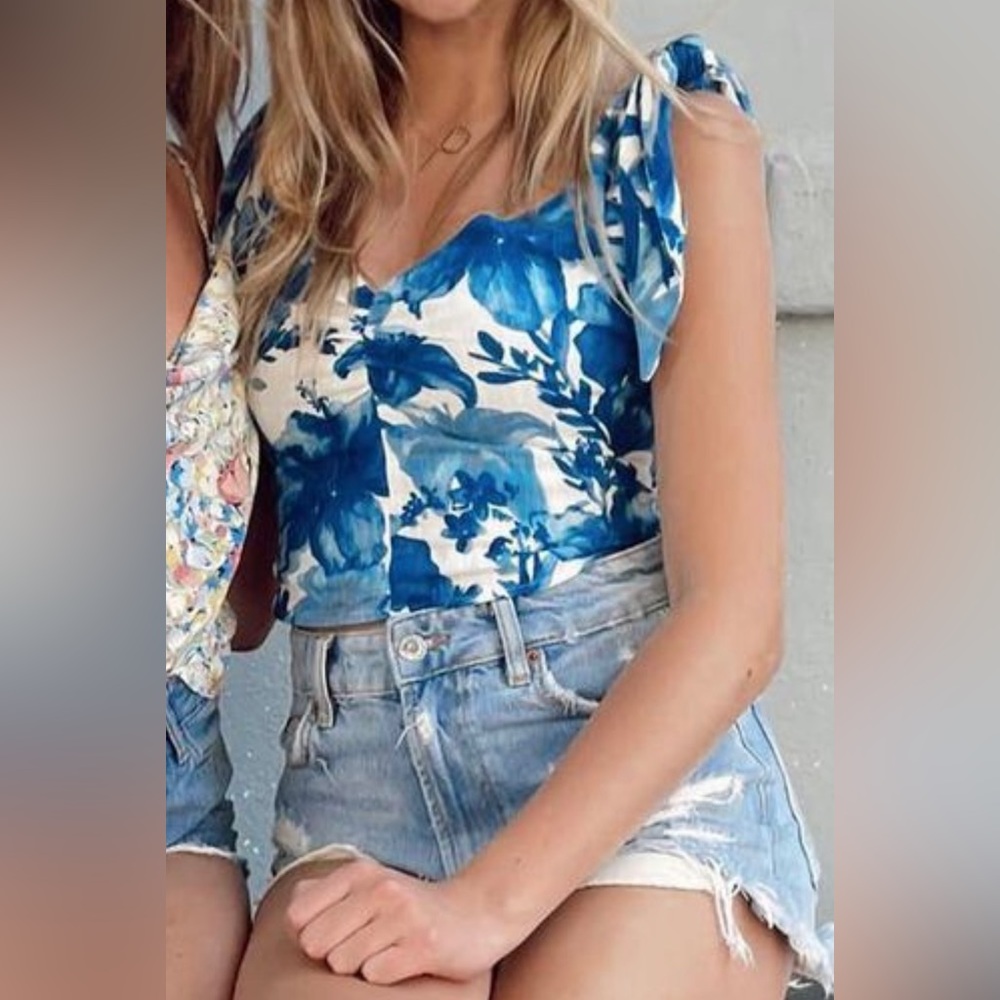 Blue Floral Zara Top
